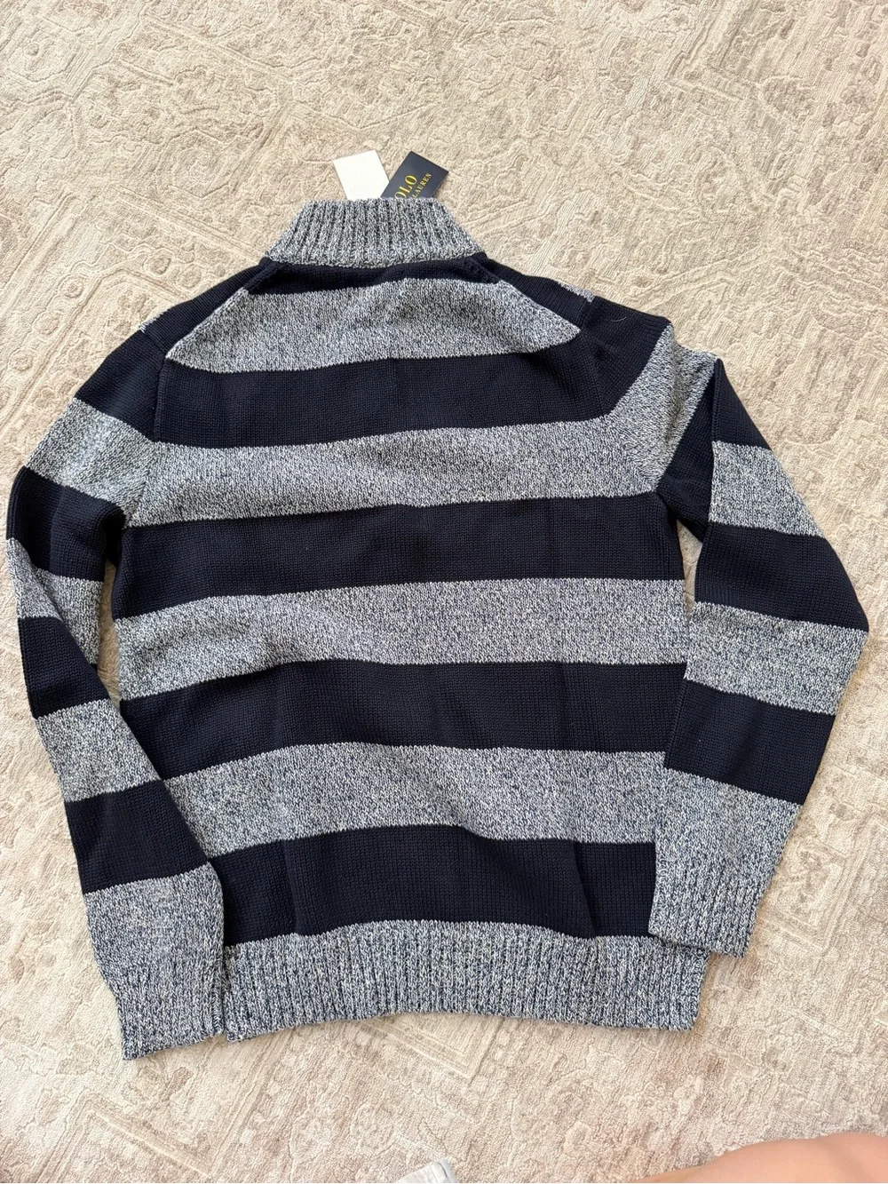 Polo Ralph Lauren Boys XL 18-20 Cotton Striped Mockneck Sweater NWT